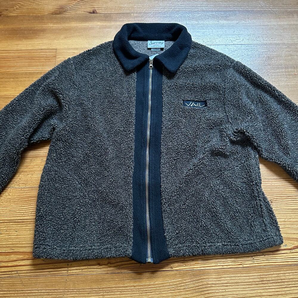 Jarray vintage brown black full‎ zip fleece collar VAIL snowflake sweater SIZE L